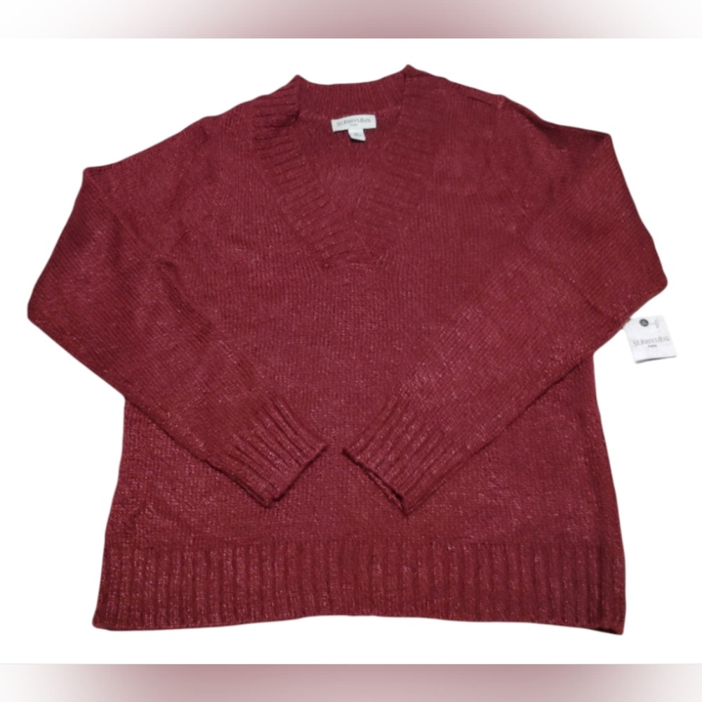 St. John's Bay Maroon Sweater Long Sleeve Shirt Petite. Size PM Brand New